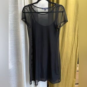Vintage 90s black tank and mesh dress
